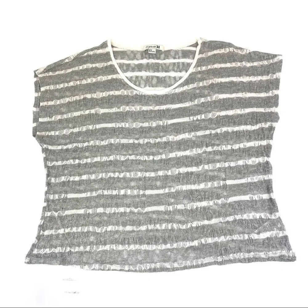 Forever 21 grey and white pointelle knit -M - Picture 11 of 11